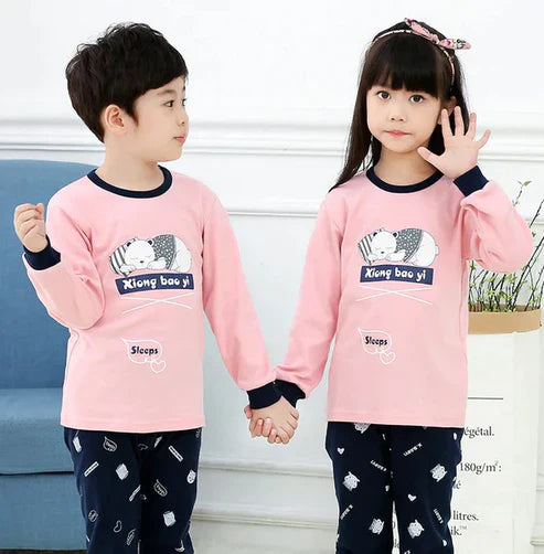 PINK SLEEPING BEAR PRINTED KIDS WEAR